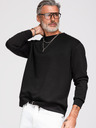 Ombre Clothing Moški pulover s srebrno in črno aplikacijo pantera na hrbtu z okroglim izrezom - črna V1 OM-SSNZ-0274 Ombre Clothing