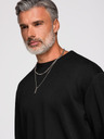 Ombre Clothing Moški pulover s srebrno in črno aplikacijo pantera na hrbtu z okroglim izrezom - črna V1 OM-SSNZ-0274 Ombre Clothing
