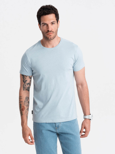 Ombre Clothing Svetlo modra moška osnovna majica Ombre Clothing