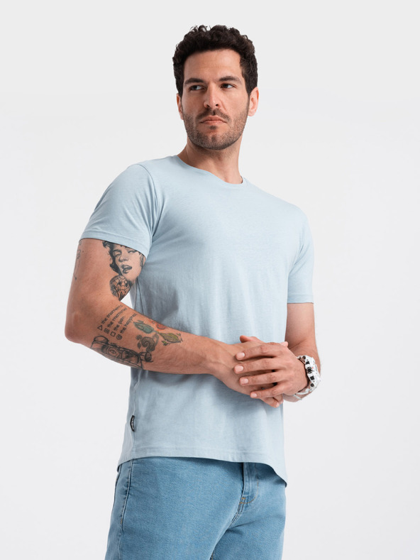 Ombre Clothing Svetlo modra moška osnovna majica Ombre Clothing