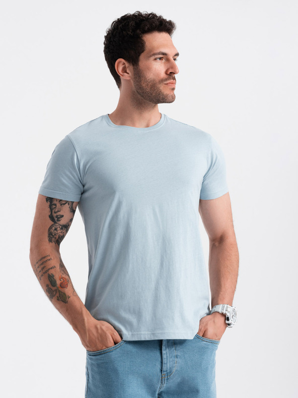 Ombre Clothing Svetlo modra moška osnovna majica Ombre Clothing