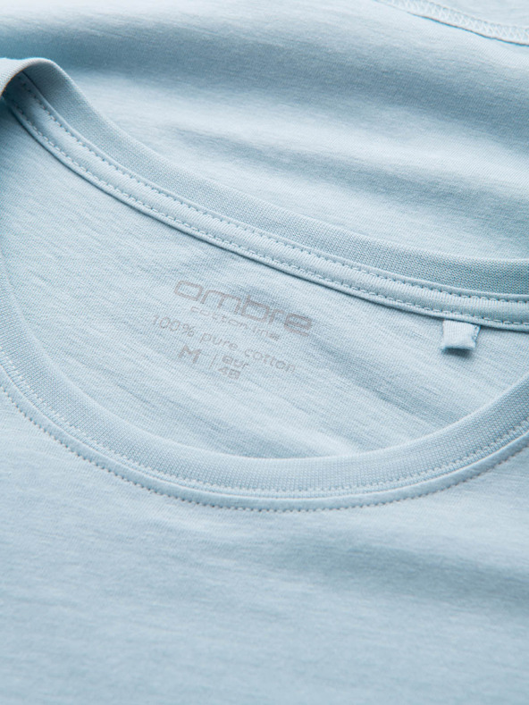 Ombre Clothing Svetlo modra moška osnovna majica Ombre Clothing