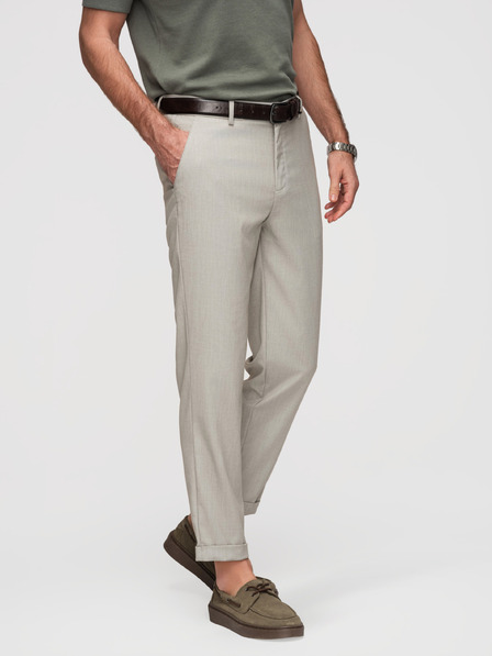 Ombre Clothing Moške hlače chino REGULAR FIT z elastičnim pasom - sive in bež V1 P1525 Ombre Clothing