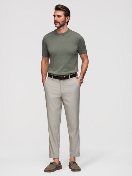 Ombre Clothing Moške hlače chino REGULAR FIT z elastičnim pasom - sive in bež V1 P1525 Ombre Clothing