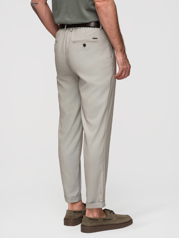 Ombre Clothing Moške hlače chino REGULAR FIT z elastičnim pasom - sive in bež V1 P1525 Ombre Clothing