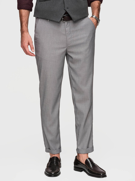 Ombre Clothing Moške hlače chino REGULAR FIT z elastičnim pasom - sive V2 P1525 Ombre Clothing