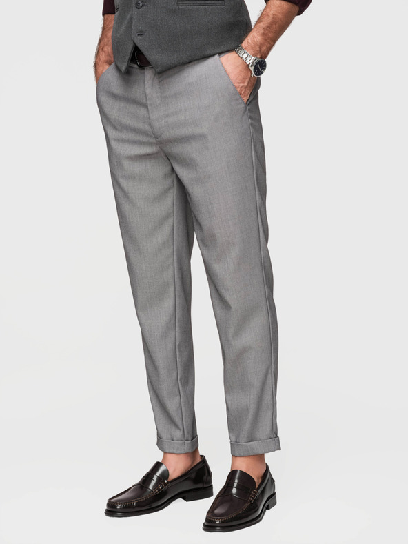 Ombre Clothing Moške hlače chino REGULAR FIT z elastičnim pasom - sive V2 P1525 Ombre Clothing