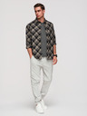 Ombre Clothing Moške pletenke jogger hlače s prošitkom nogavic - svetlo siva V3 P1521 Ombre Clothing