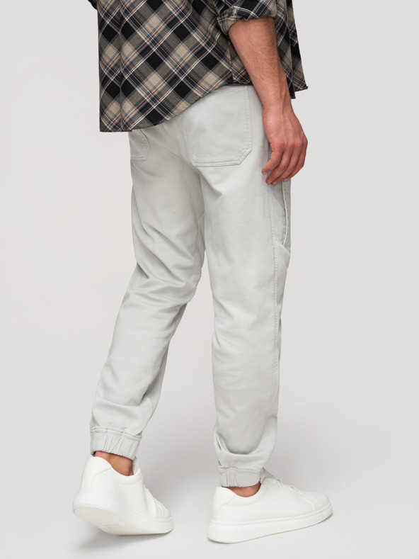 Ombre Clothing Moške pletenke jogger hlače s prošitkom nogavic - svetlo siva V3 P1521 Ombre Clothing