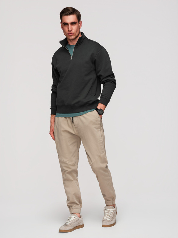 Ombre Clothing Moške pletenke hlače s prošitkom na nogavicah - siva V1 P1521 Ombre Clothing