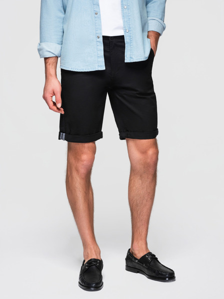 Ombre Clothing Moške klasične kratke hlače chino s svetlobno nohavico - črne V9 W532 Ombre Clothing