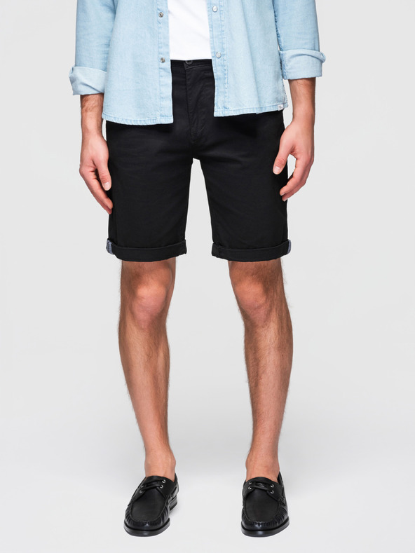 Ombre Clothing Moške klasične kratke hlače chino s svetlobno nohavico - črne V9 W532 Ombre Clothing