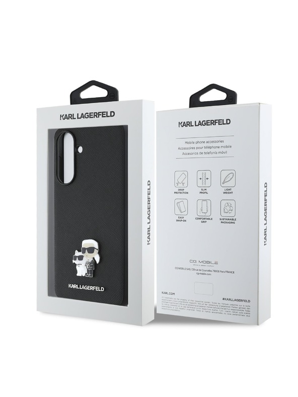 Karl Lagerfeld Karl Lagerfeld PU Saffiano Metal Karl and Choupette Zadnji pokrov za Samsung Galaxy A56 Black