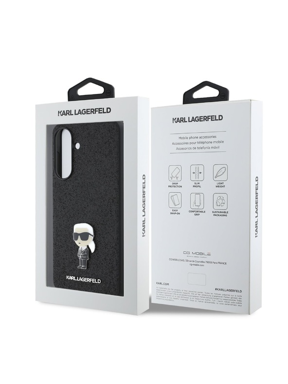 Karl Lagerfeld Karl Lagerfeld Fixed Glitter Metal Ikonik Zadnji pokrov za Samsung Galaxy A56 Black