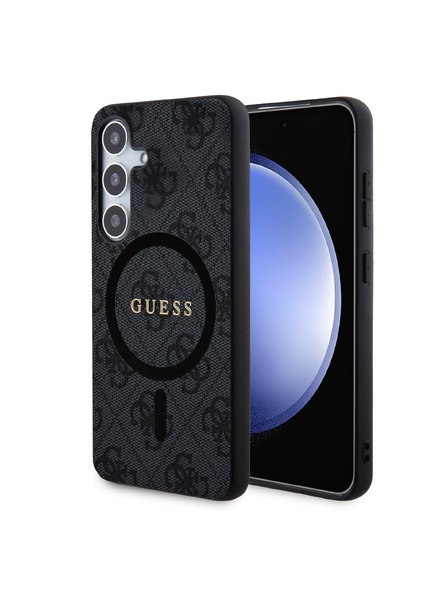 Guess Guess PU Leather 4G Colored Ring MagSafe Zadnji pokrov za Samsung Galaxy S24 Black