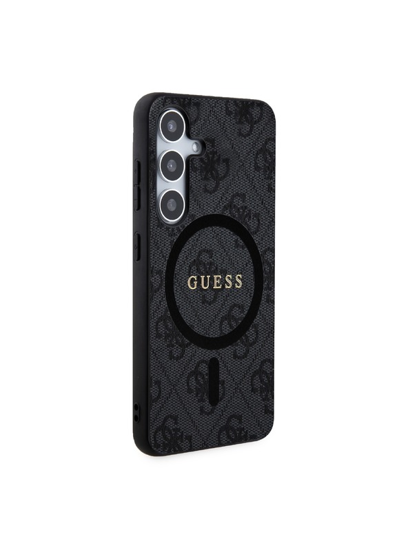Guess Guess PU Leather 4G Colored Ring MagSafe Zadnji pokrov za Samsung Galaxy S24 Black