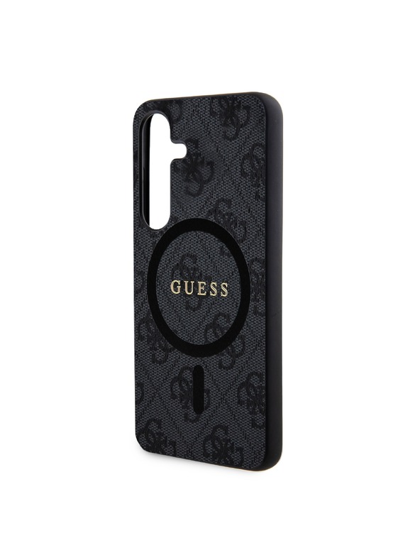 Guess Guess PU Leather 4G Colored Ring MagSafe Zadnji pokrov za Samsung Galaxy S24 Black