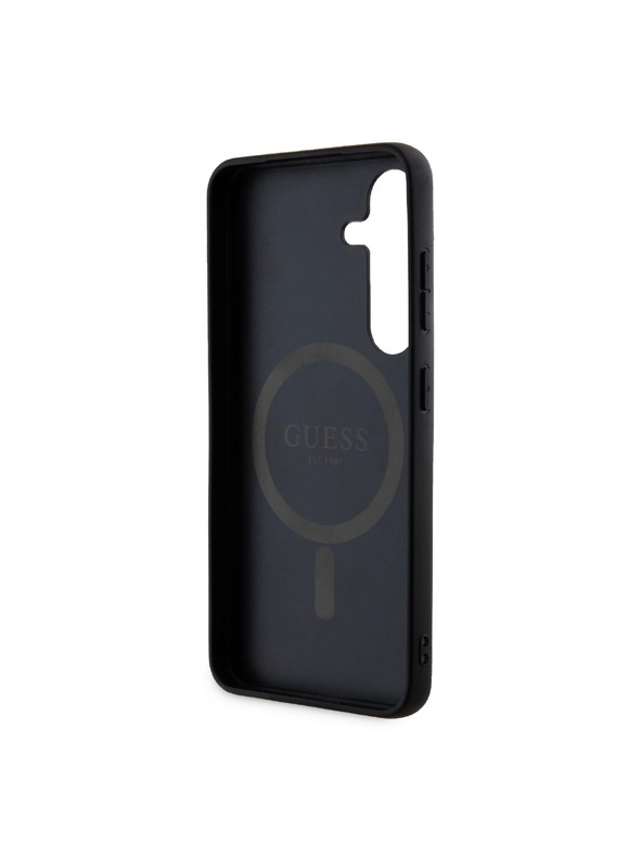 Guess Guess PU Leather 4G Colored Ring MagSafe Zadnji pokrov za Samsung Galaxy S24 Black