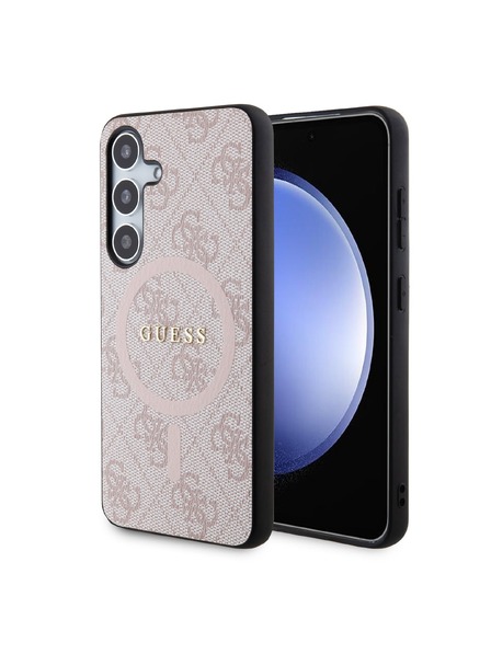 Guess Guess PU Leather 4G Colored Ring MagSafe Zadnji pokrov za Samsung Galaxy S24 Pink