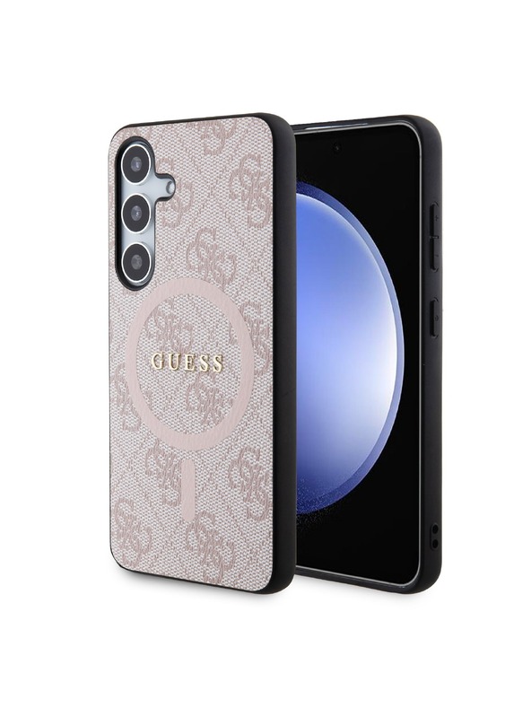 Guess Guess PU Leather 4G Colored Ring MagSafe Zadnji pokrov za Samsung Galaxy S24 Pink