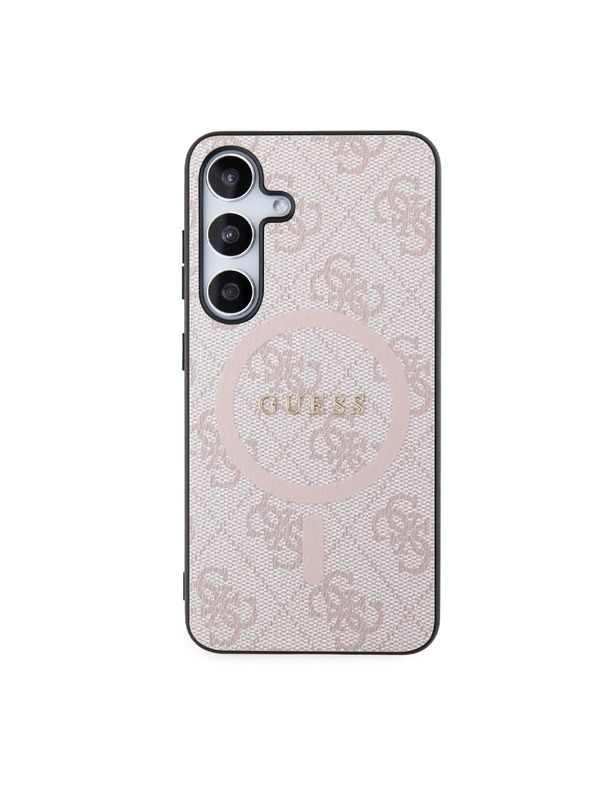 Guess Guess PU Leather 4G Colored Ring MagSafe Zadnji pokrov za Samsung Galaxy S24 Pink