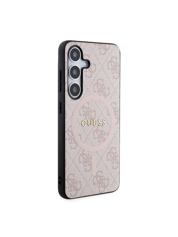 Guess Guess PU Leather 4G Colored Ring MagSafe Zadnji pokrov za Samsung Galaxy S24 Pink