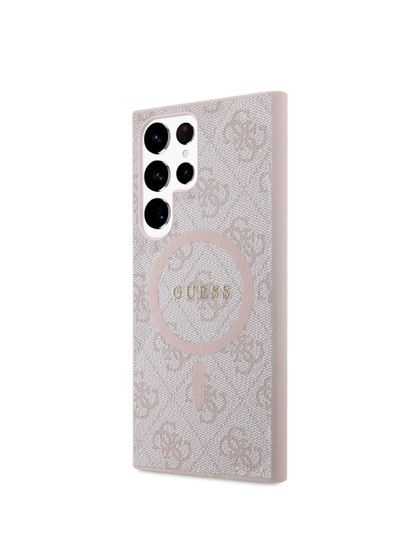 Guess Guess PU Leather 4G Colored Ring MagSafe Zadnji pokrov za Samsung Galaxy S24 Ultra Pink