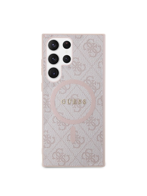 Guess Guess PU Leather 4G Colored Ring MagSafe Zadnji pokrov za Samsung Galaxy S24 Ultra Pink