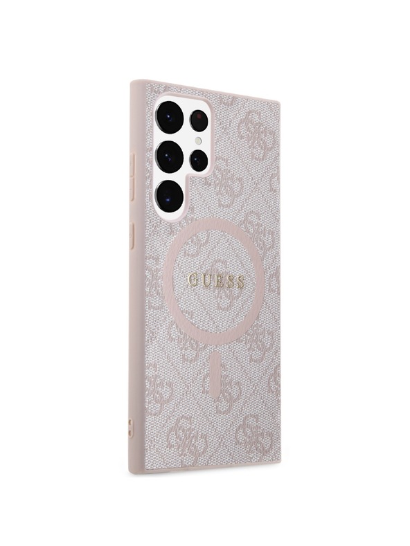 Guess Guess PU Leather 4G Colored Ring MagSafe Zadnji pokrov za Samsung Galaxy S24 Ultra Pink