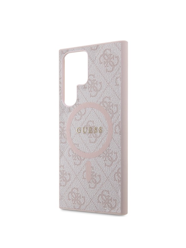 Guess Guess PU Leather 4G Colored Ring MagSafe Zadnji pokrov za Samsung Galaxy S24 Ultra Pink