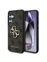 Guess Guess PU 4G kovinski logotip hrbtni ovitek za Samsung Galaxy S25+ rjave barve