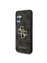 Guess Guess PU 4G kovinski logotip hrbtni ovitek za Samsung Galaxy S25+ rjave barve