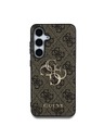 Guess Guess PU 4G kovinski logotip hrbtni ovitek za Samsung Galaxy S25+ rjave barve