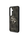 Guess Guess PU 4G kovinski logotip hrbtni ovitek za Samsung Galaxy S25+ rjave barve
