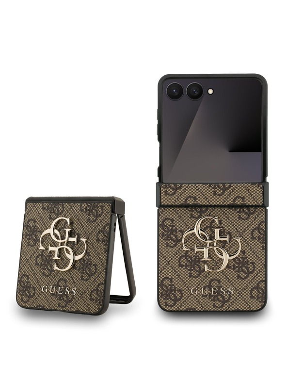 Guess Guess PU 4G Metal Logo Zadnji pokrov za Samsung Galaxy Z Flip 7 Brown