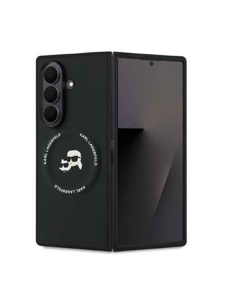 Karl Lagerfeld Karl Lagerfeld PU Karl and Choupette Heads Magnetic Zadnji pokrov za Samsung Galaxy Z Fold 7 Black