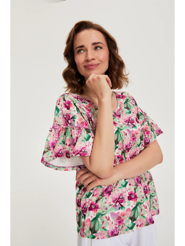 Moodo Rožnata cvetlična bluza Moodo