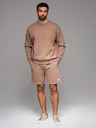 Ombre Clothing Komplet dveh UNISEX kratkih hlač z elastičnim pasom - kremno/svetlo rjava V2 Z129 Ombre Clothing