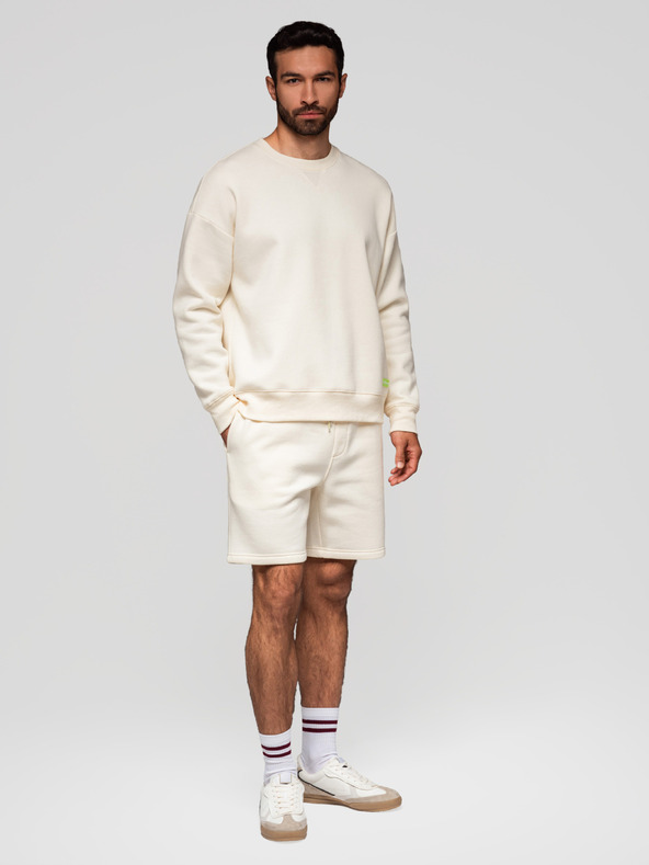 Ombre Clothing Komplet dveh UNISEX kratkih hlač z elastičnim pasom - kremno/svetlo rjava V2 Z129 Ombre Clothing