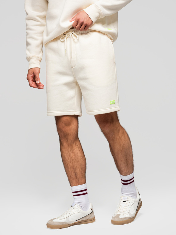 Ombre Clothing Komplet dveh UNISEX kratkih hlač z elastičnim pasom - kremno/svetlo rjava V2 Z129 Ombre Clothing