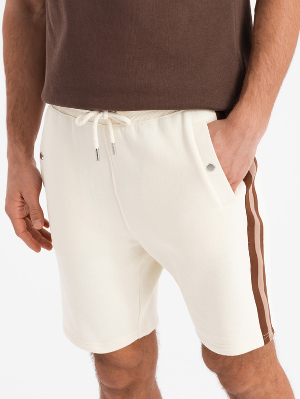 Ombre Clothing Komplet dveh moških trenirk s črtami - kremna/olivna V2 Z128 Ombre Clothing