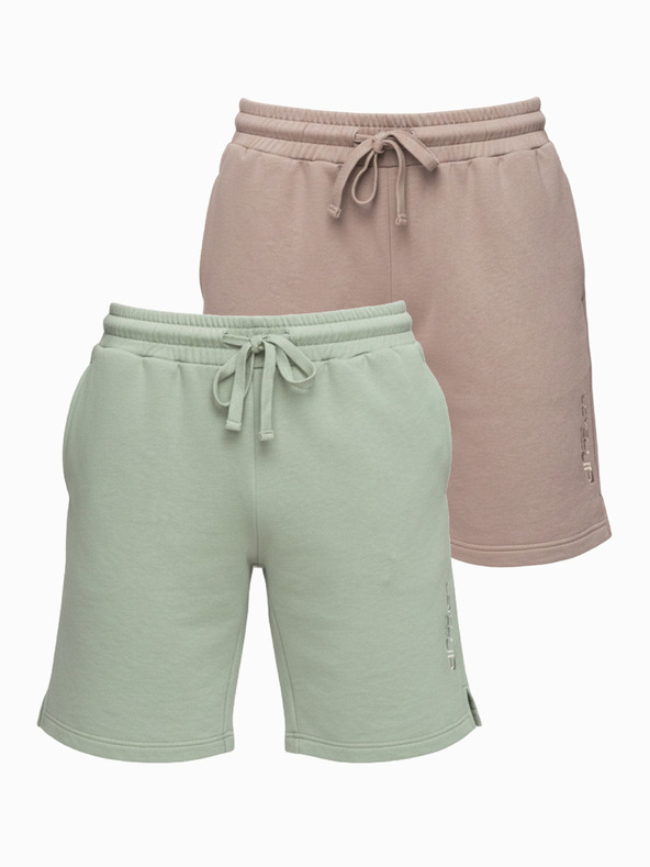 Ombre Clothing Komplet dveh moških trenirk regular fit iz franskoze – bež/svetlo zelena V2 Z125 Ombre Clothing