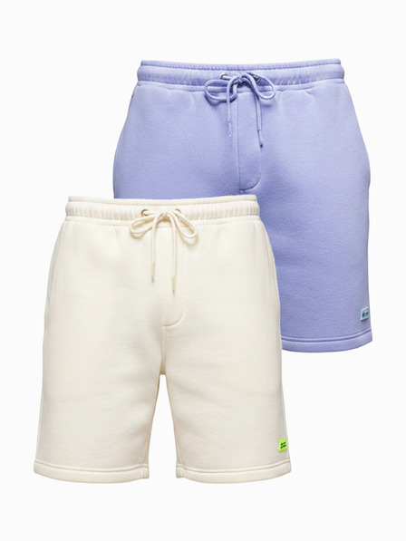 Ombre Clothing Komplet dveh UNISEX kratkih hlač z elastičnim pasom - kremna/svetlo vijolična V1 Z129 Ombre Clothing