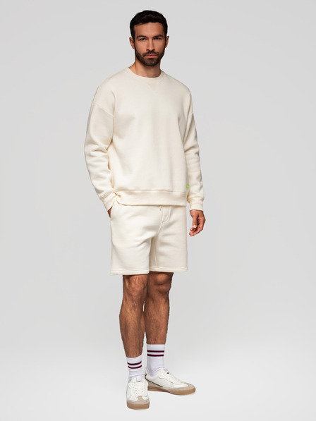 Ombre Clothing Komplet dveh UNISEX kratkih hlač z elastičnim pasom - kremna/svetlo vijolična V1 Z129 Ombre Clothing