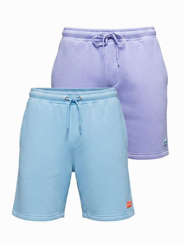 Ombre Clothing Komplet dveh UNISEX kratkih hlač z elastičnim pasom - svetlo modra/svetlo vijolična V2 Z129 Ombre Clothing