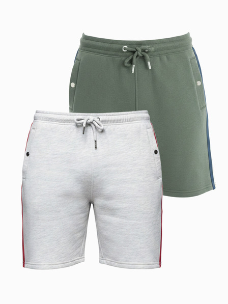 Ombre Clothing Komplet dveh moških trenirk s črtami - siva melanž/olivna V1 Z128 Ombre Clothing