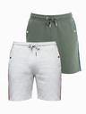 Ombre Clothing Komplet dveh moških trenirk s črtami - siva melanž/olivna V1 Z128 Ombre Clothing
