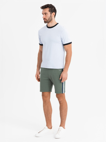 Ombre Clothing Komplet dveh moških trenirk s črtami - siva melanž/olivna V1 Z128 Ombre Clothing