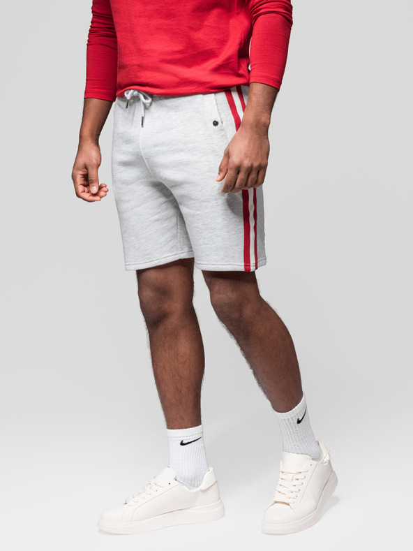 Ombre Clothing Komplet dveh moških trenirk s črtami - siva melanž/olivna V1 Z128 Ombre Clothing