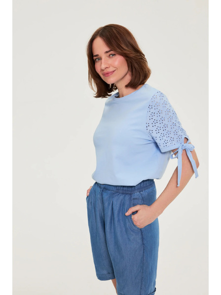 Moodo Bluza z modrimi rokavi svetlo modra Moodo